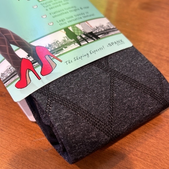 SPANX TIGHTS FLIPSIDE DIAMOND REVERSIBLE SHAPPING CHARCOAL BLACK SIZE 3 large - Picture 3 of 6